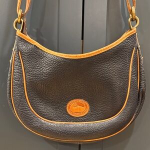 Vintage Dooney & Bourke Black and Orange Leather Shoulder Bag